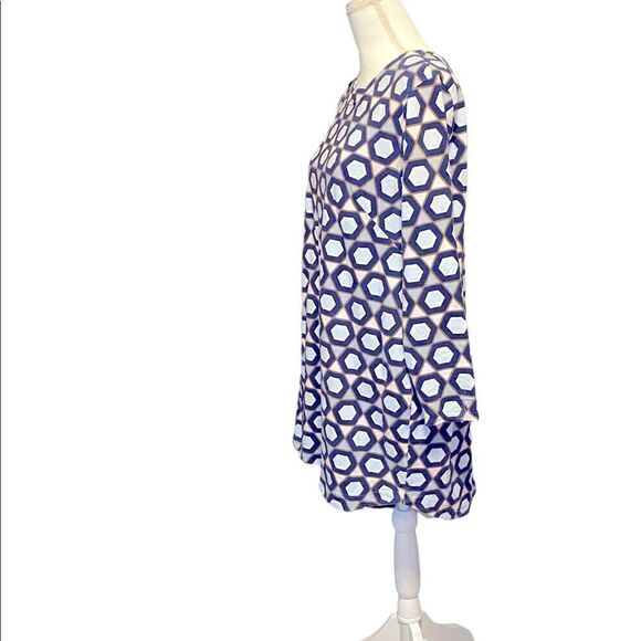 H&M Navy Blue long Sleeved Hexagon Cotton Casual Dress Women’s Size Large - Picture 8 of 8